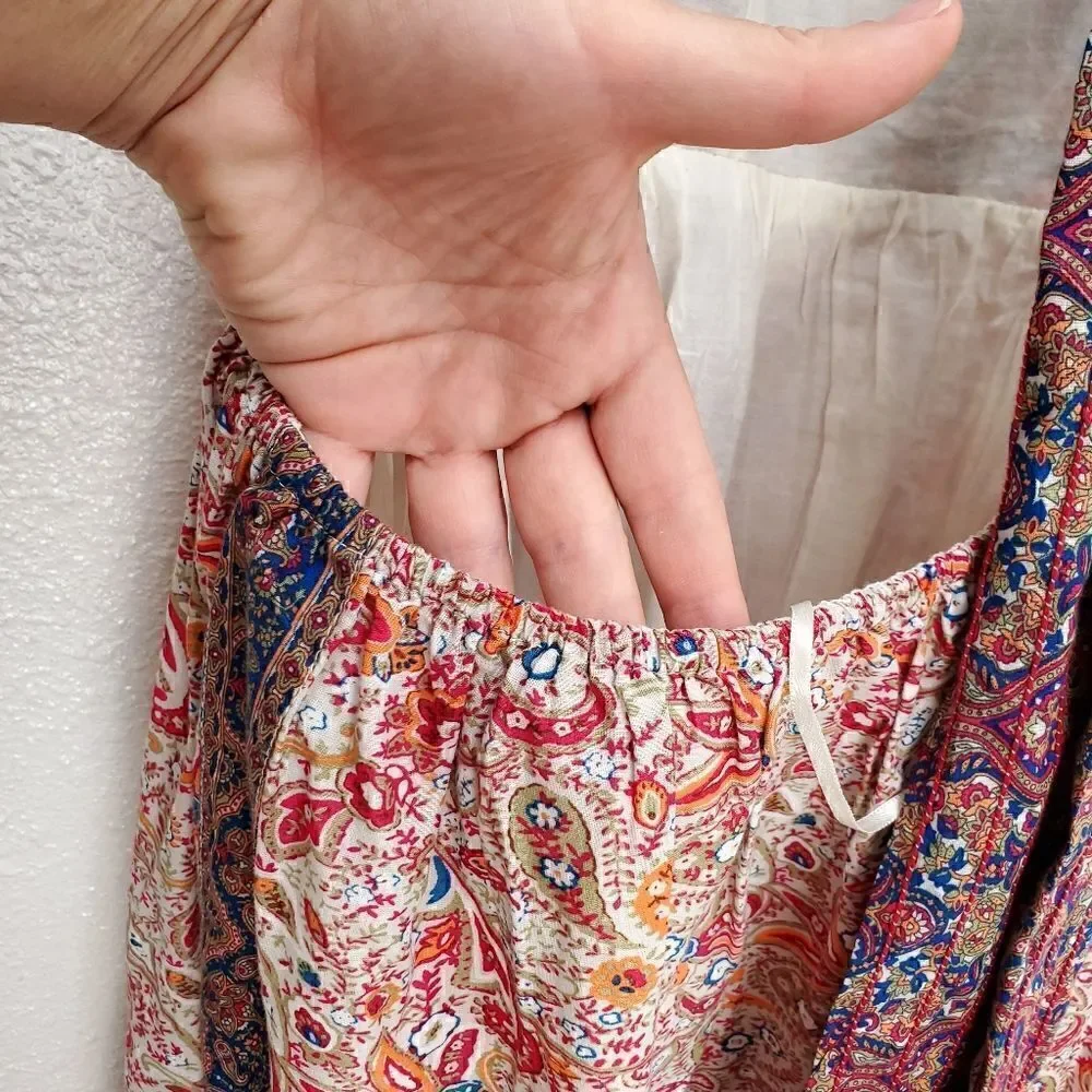 NWT HAUTE HIPPIE Paisley Embroidered Tiered Ruffle Maxi Dress - Picture 16 of 16